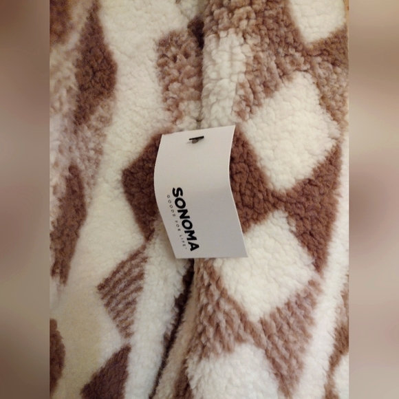 NWT Sonoma Tribal Aztec Print Fleece Sherpa Zip-Up Jacket - Picture 3 of 6